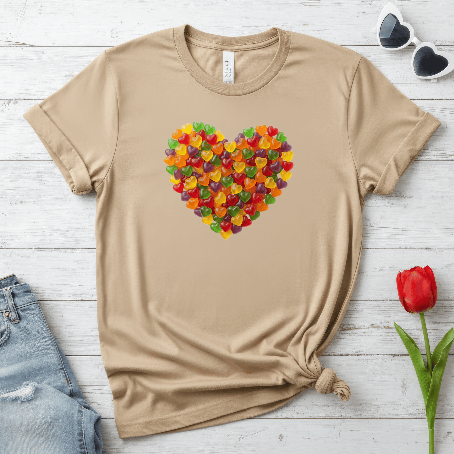 Candy Heart Love Shirt | Colorful Gummy Heart Valentine Tee