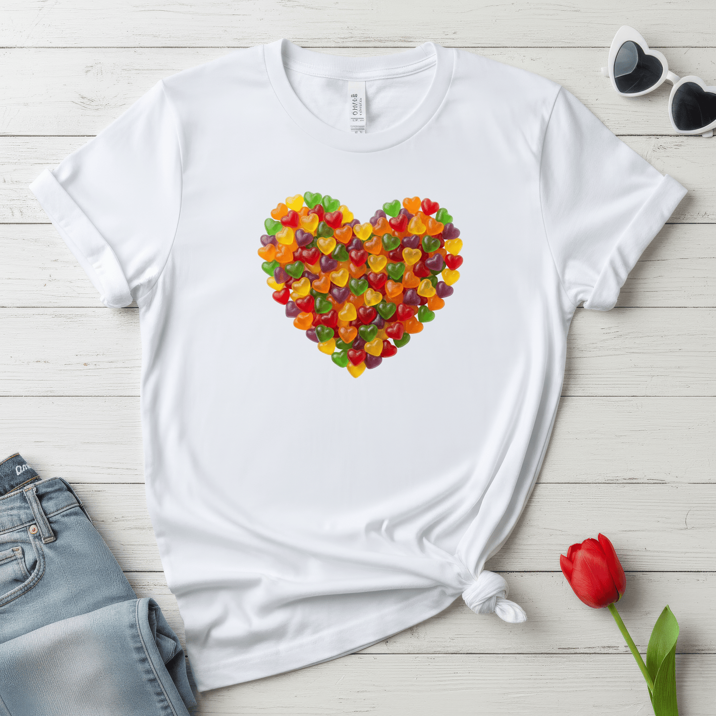Candy Heart Love Shirt | Colorful Gummy Heart Valentine Tee