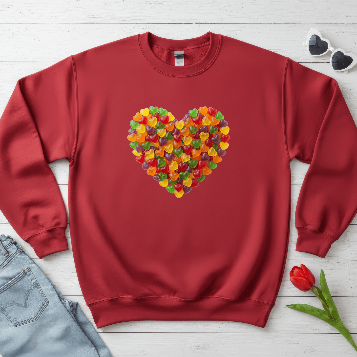 Candy Heart Love Shirt | Colorful Gummy Heart Valentine Sweatshirt