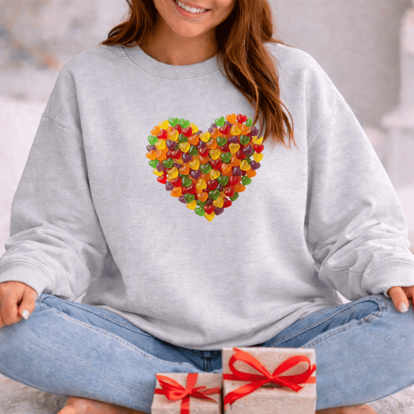 Candy Heart Love Shirt | Colorful Gummy Heart Valentine Sweatshirt