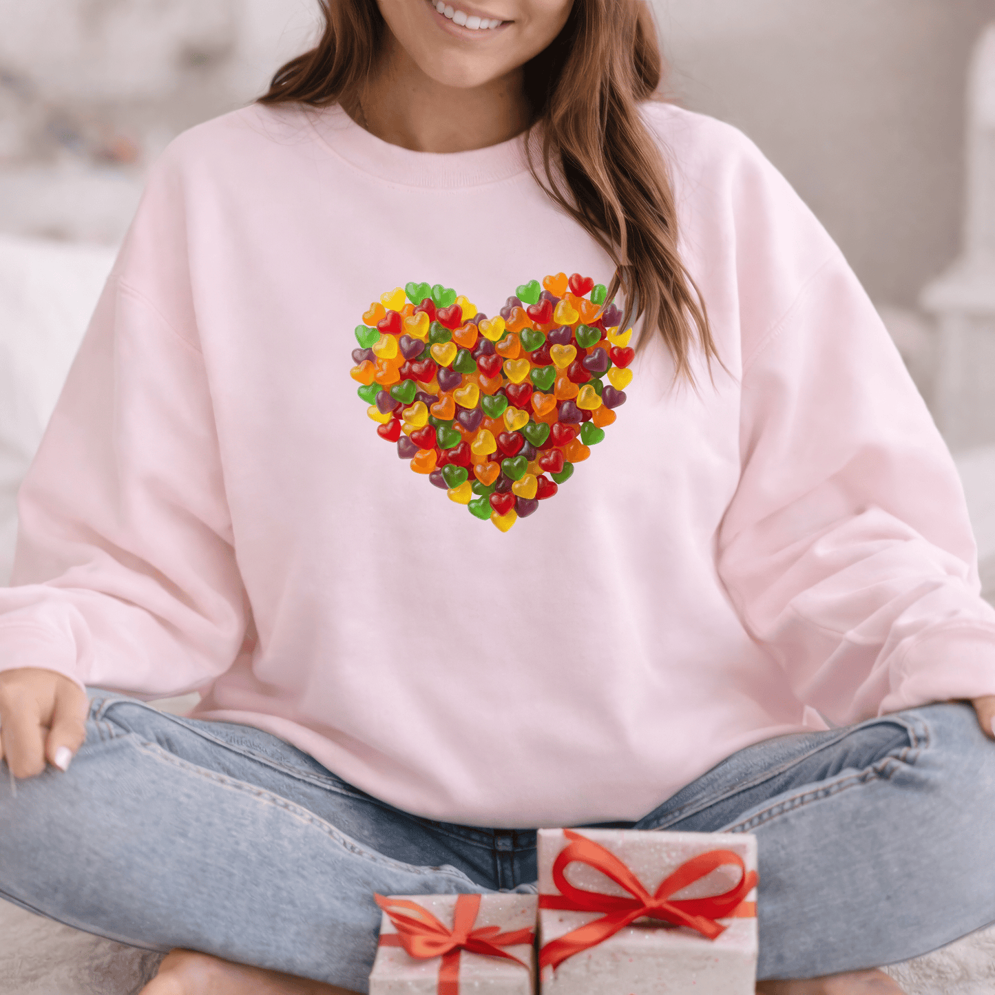 Candy Heart Love Shirt | Colorful Gummy Heart Valentine Sweatshirt