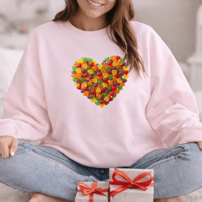 Candy Heart Love Shirt | Colorful Gummy Heart Valentine Sweatshirt