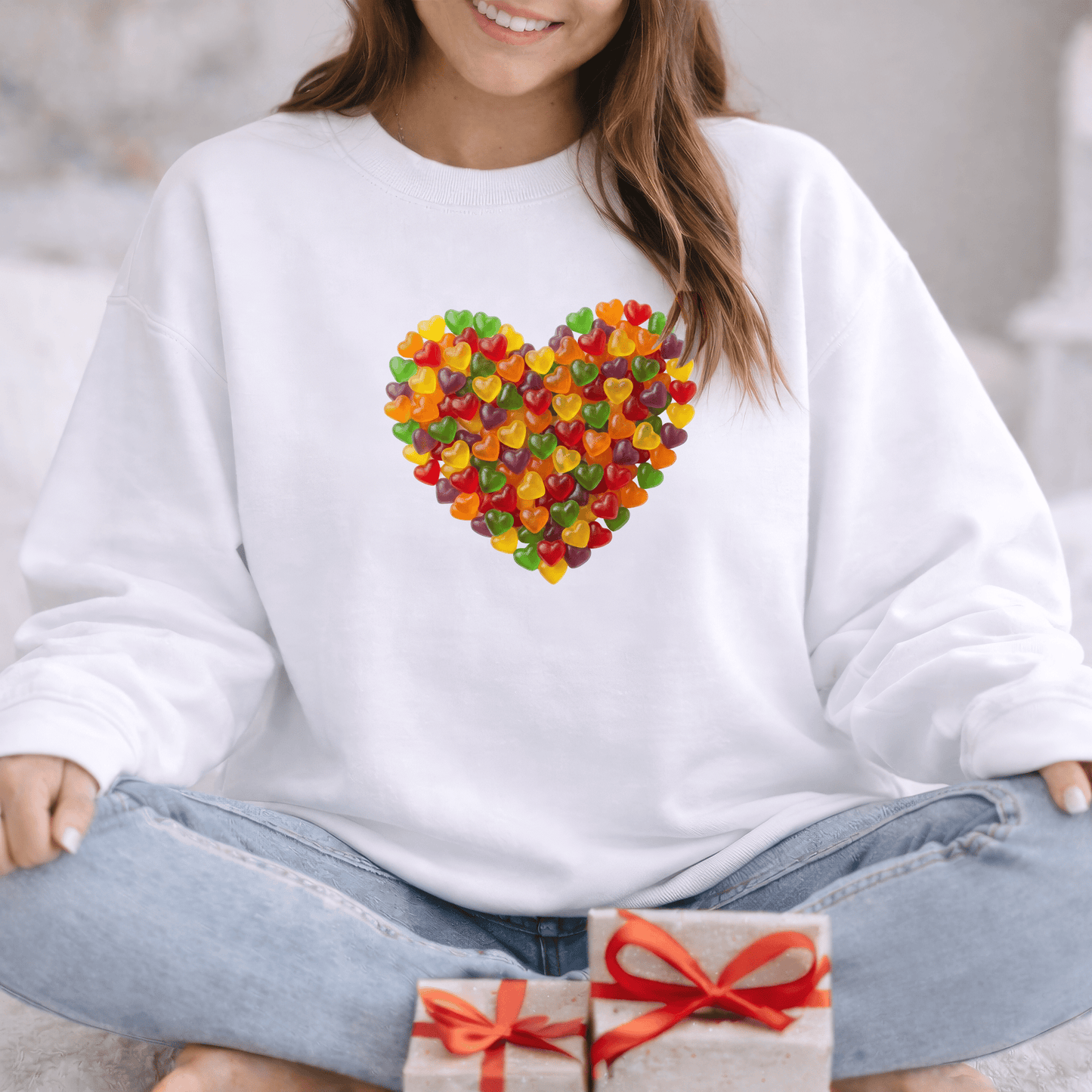 Candy Heart Love Shirt | Colorful Gummy Heart Valentine Sweatshirt