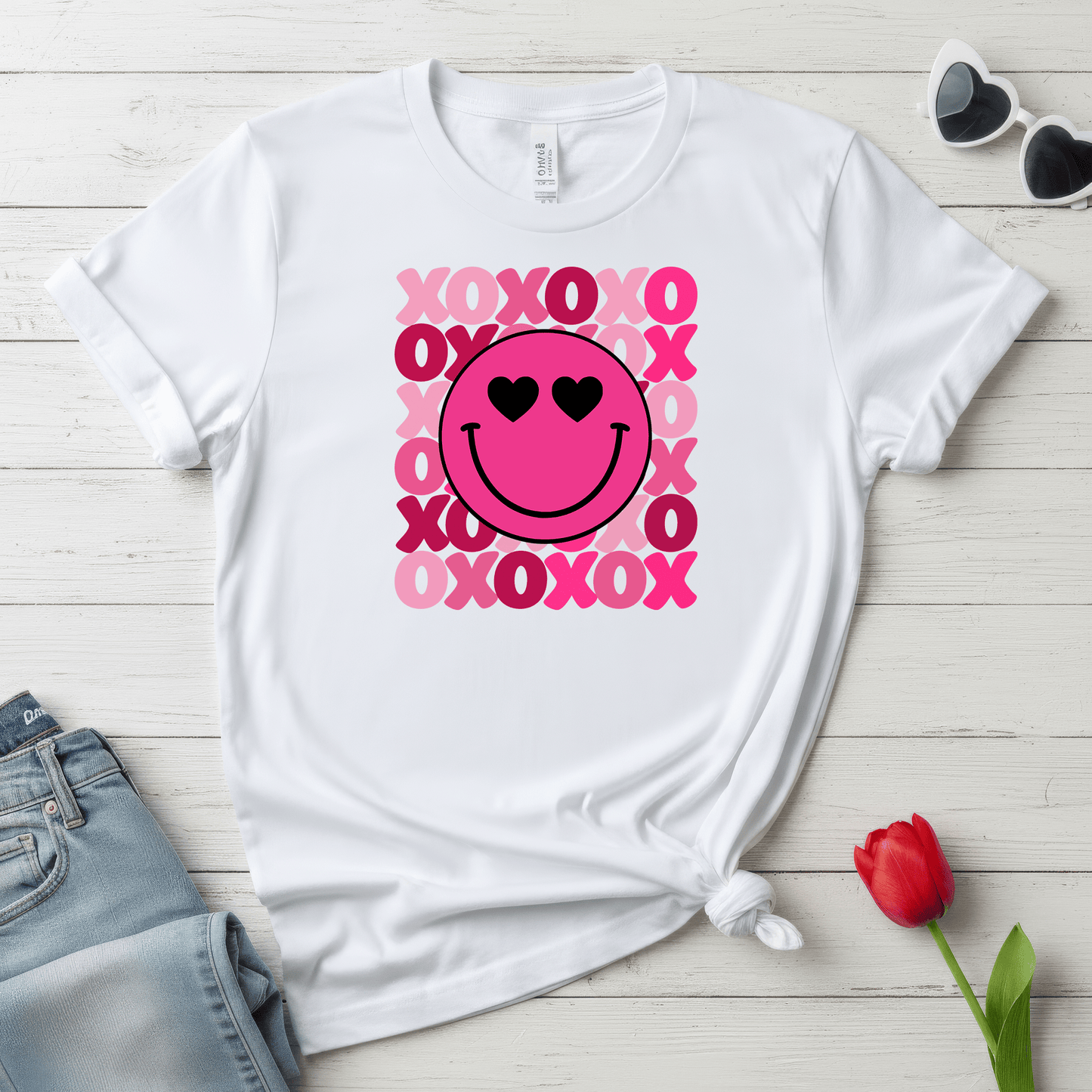 XOXO Smiley Valentine Shirt | Cute Heart Eyes Valentine Tee