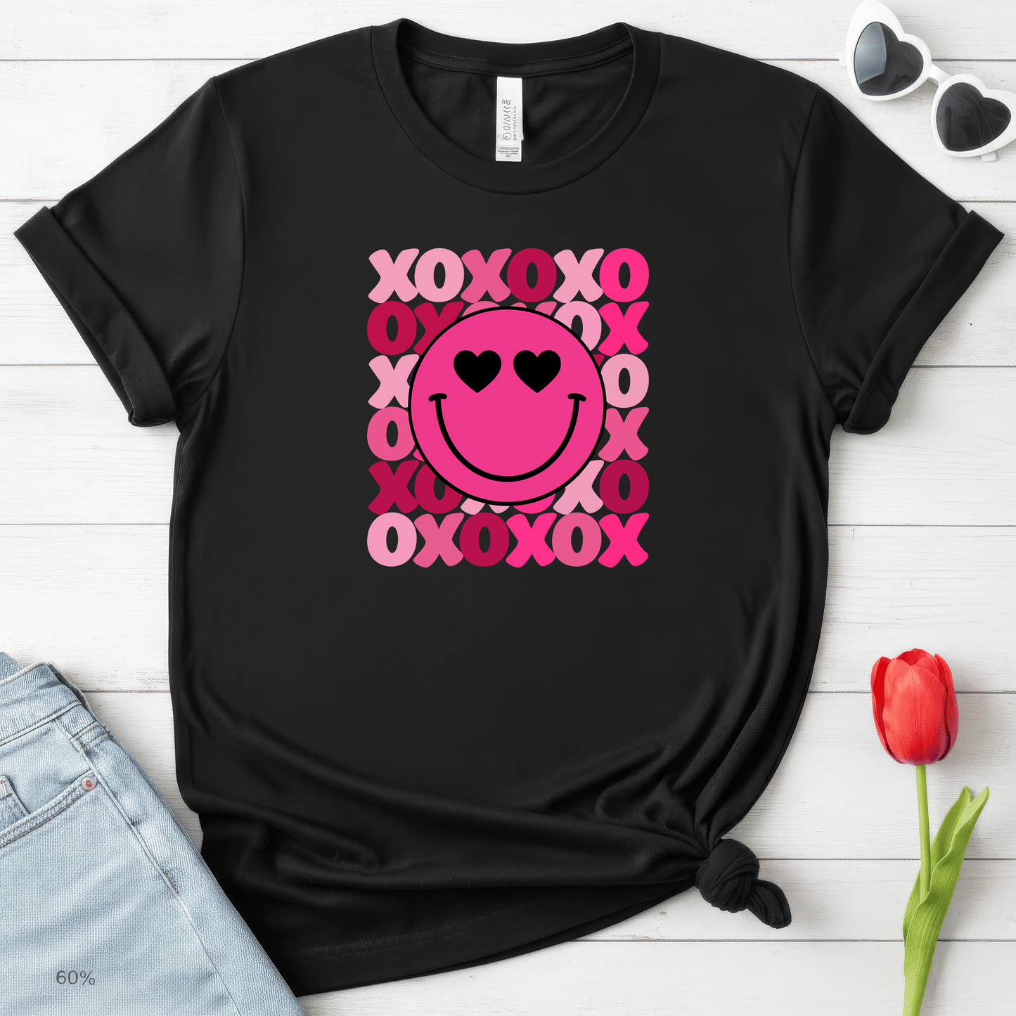 XOXO Smiley Valentine Shirt | Cute Heart Eyes Valentine Tee