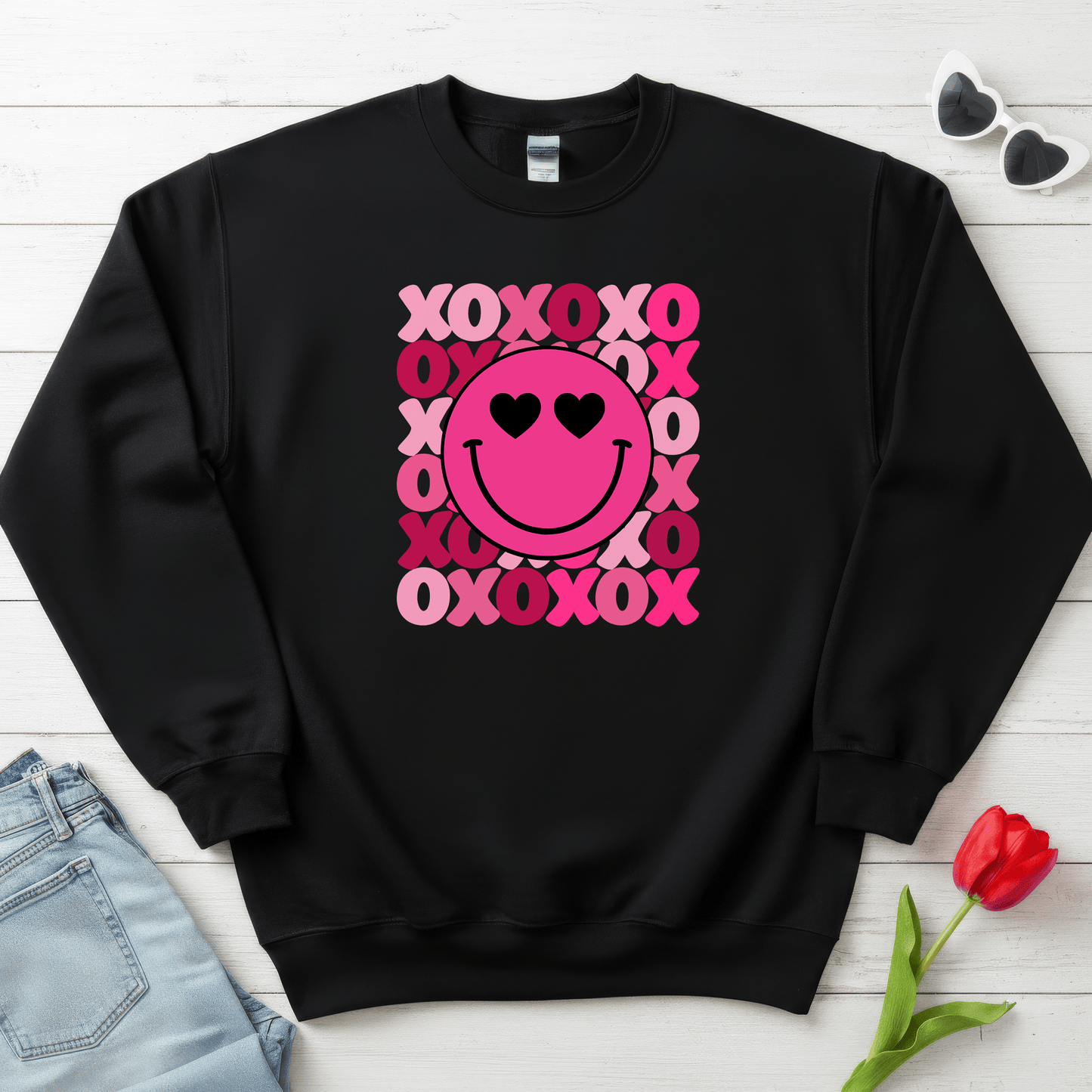 XOXO Smiley Valentine Shirt | Cute Heart Eyes Valentine Sweatshirt