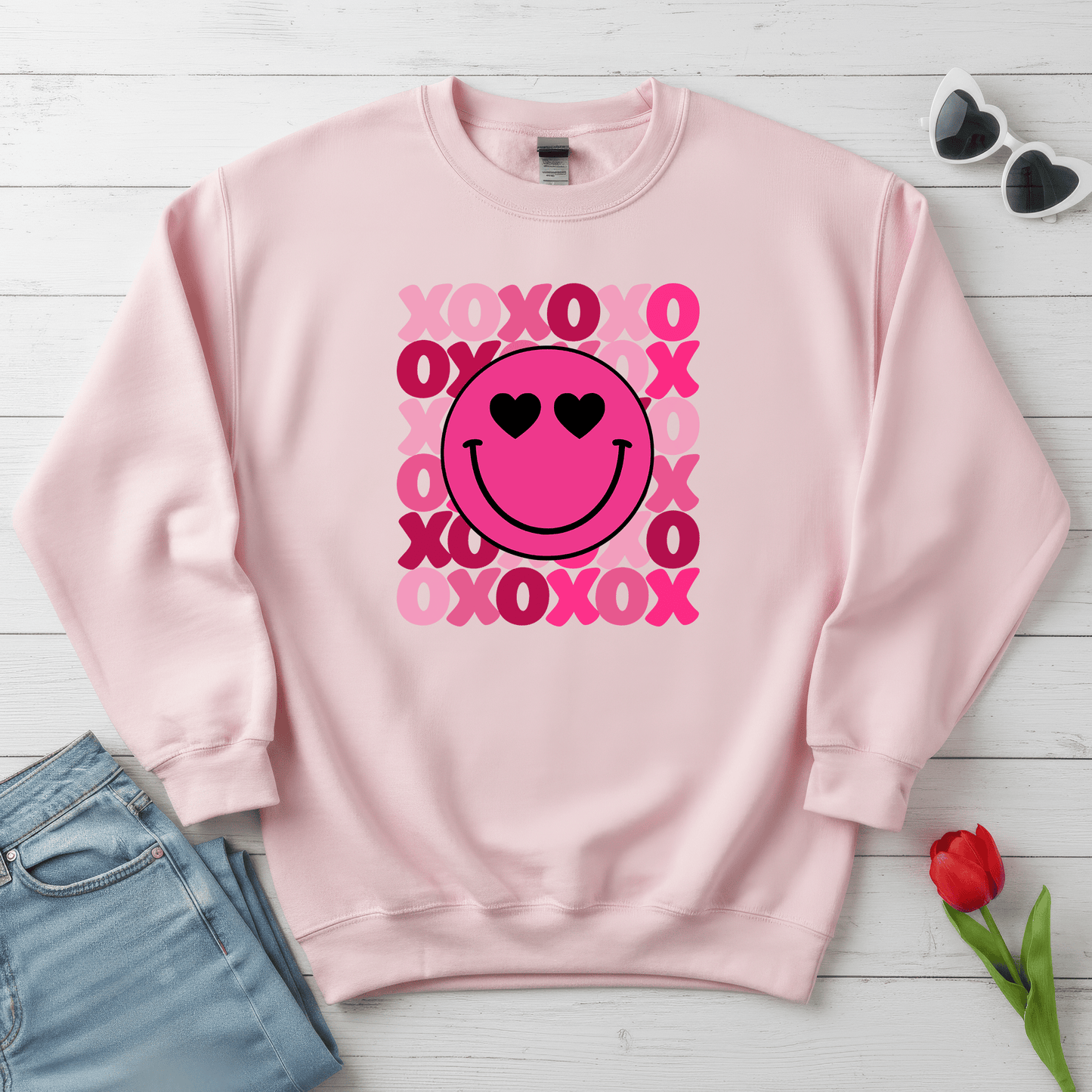 XOXO Smiley Valentine Shirt | Cute Heart Eyes Valentine Sweatshirt