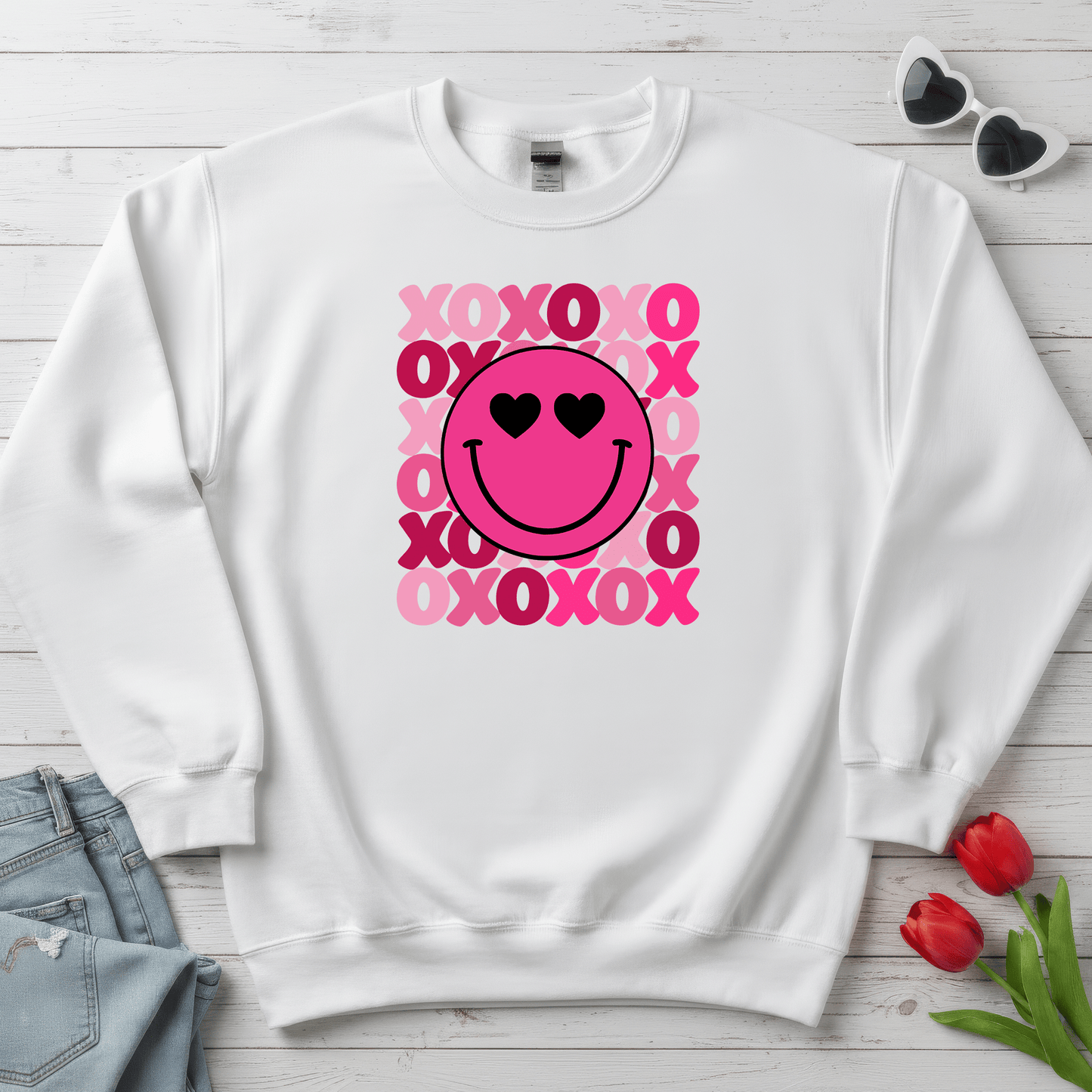 XOXO Smiley Valentine Shirt | Cute Heart Eyes Valentine Sweatshirt